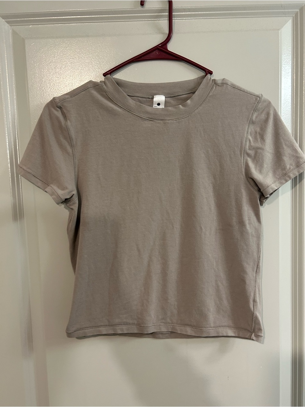 Yogalicious Short-Sleeve Crewneck Tee in Taupe